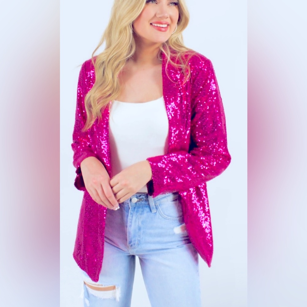 NWT PINK Sequin Blazer Size: SMALL
